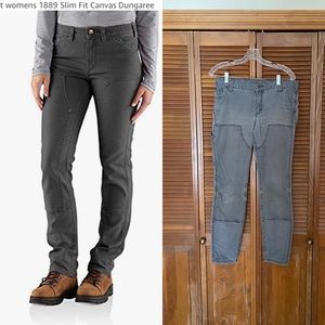 Carhartt Womens 1889 Slim Fit Canvas Dungaree in Shadow